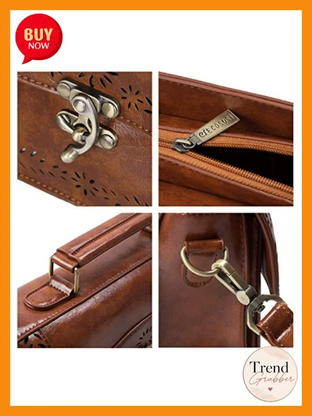 PU Leather Satchel Purse Small Crossbody Messenger Bag Work